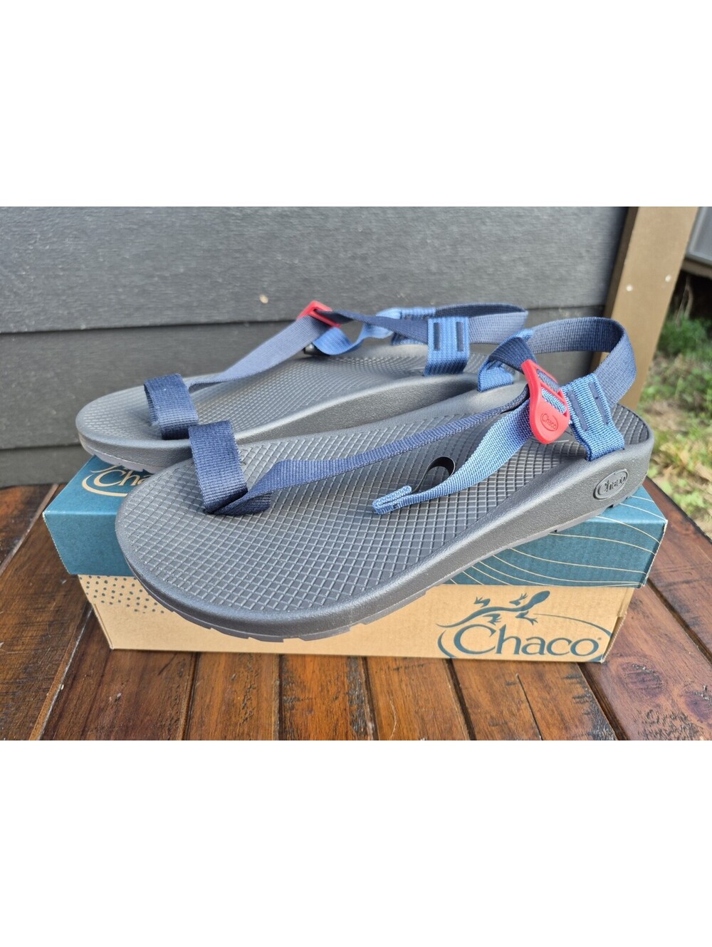 Chaco Bodhi Mens New Black Blue $100 MSRP Sandals Slides Flip Flops Size 8